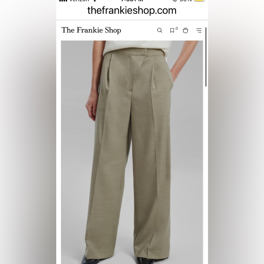 The Frankie Shop Wide Leg Pants in sage/olive texture size medium